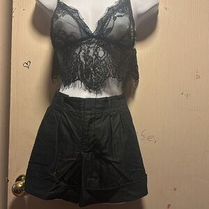 Mossimo Black Pleated Cuffed Shorts - Size 12 - Chic & Versatile